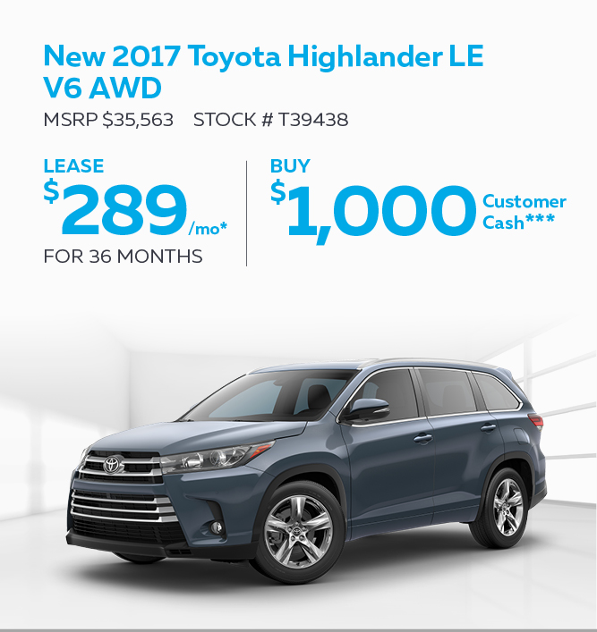 New 2017 Toyota Highlander LE V6 AWD