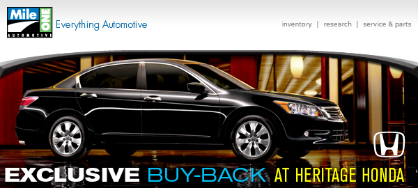 Exclusive Buy-Back Opportunity at Heritage Honda.  