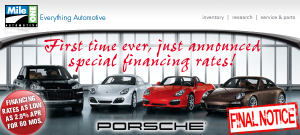First time ever, just announced special financing rates! Financing rates as low as 2.9% APR for 60 mos. 