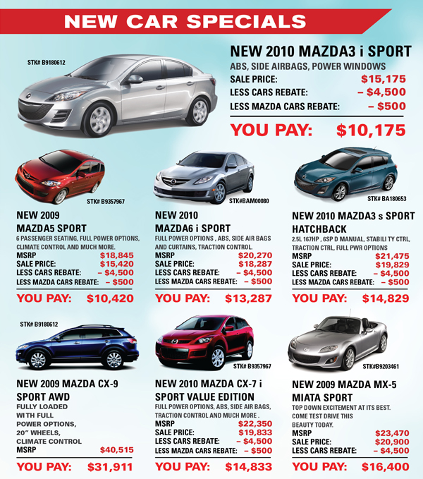 Be sure to take advantage of the extra savings on new Mazdas during our Summer Drive-Off Event.