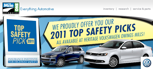 We Proudly offer you our 2011 Top Safety Picks