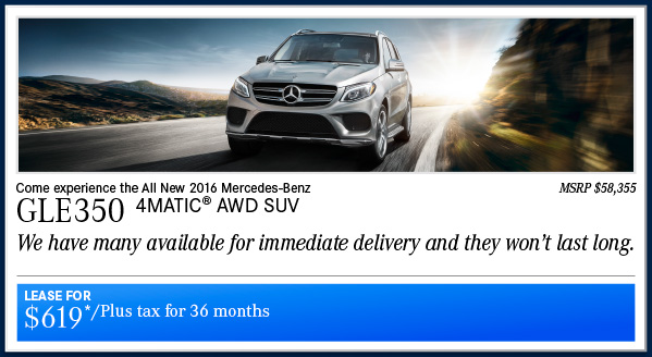 Come experience the All New 2016 Mercedes-Benz GLE350
