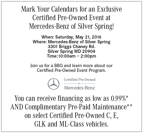Mark Your Calendars for an Exclusive Certified Pre-Owned Event at Mercedes-Benz of Silver Spring!