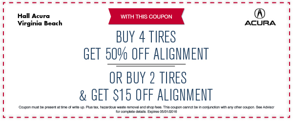 Buy 4 tires, get 50% off alignment