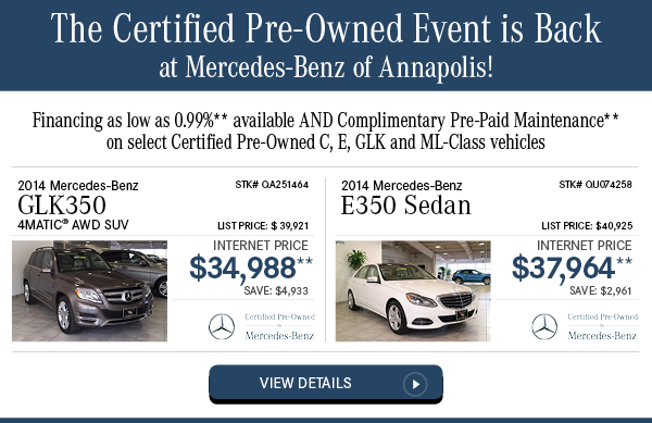 The Certified Pre-Owned Event is Back at Mercedes-Benz of Annapolis!