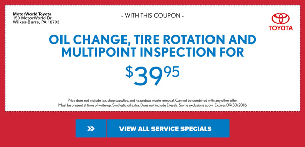 Oil Change, Tire Rotation and Multipoint Inspection