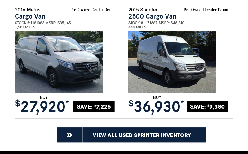 Great offers on used Sprinter Inventory!