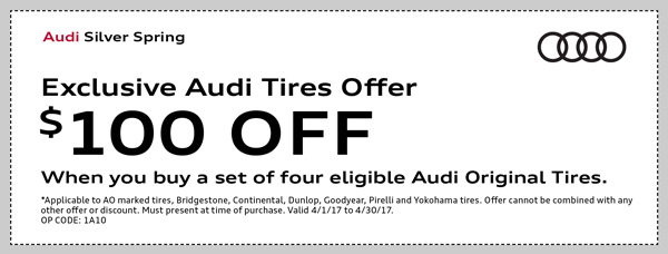 Exclusive Audi Tires Offer $100 OFF
