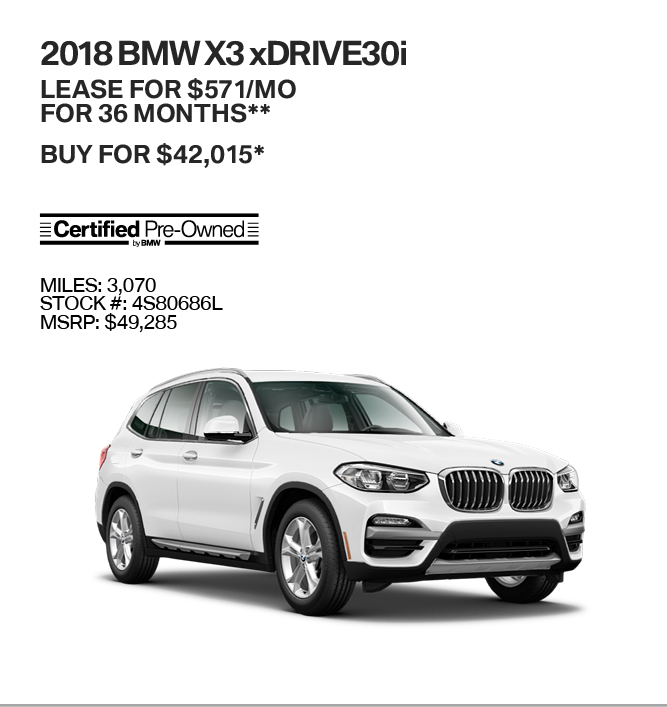 2018 BMW X3 xDRIVE30i