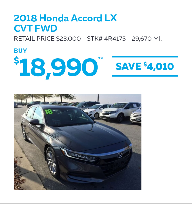 2018 Honda Accord LX 
CVT FWD
